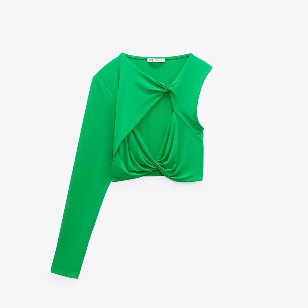 Zara one sleeve green crop top!